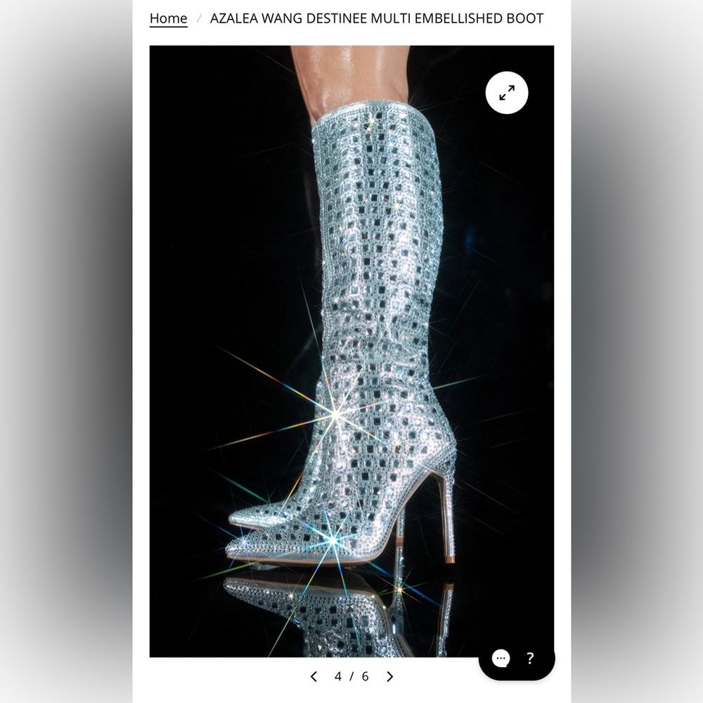 NIB Akira Azalea Wang Destinee Glamorous Silver Stiletto Heeled Boots 8